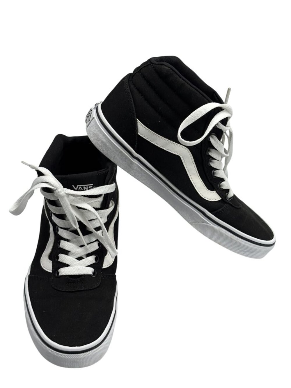 Vans Sk8-Hi Black & White High-Top Sneakers Womens Size 7 Canvas Lace-Up Skate S